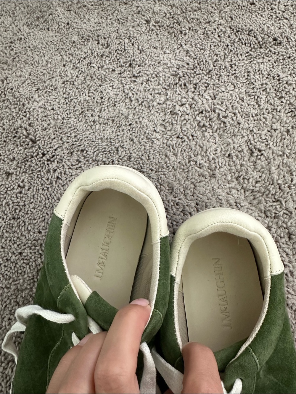 J.McLaughlin Zibby olive green leather suede lace up sneakers size 6.5 NWT - Picture 5 of 16